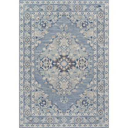 Traditional Rectangle Area Rug, Blue, 6'6" X 9'