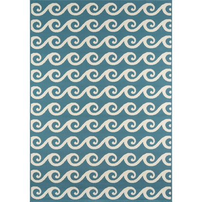 Contemporary Rectangle Area Rug, Blue, 5'3" X 7'6"