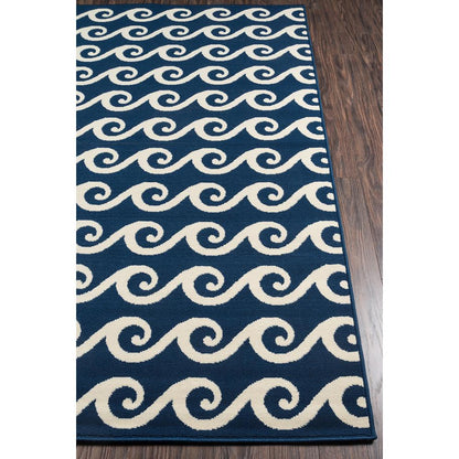 Contemporary Rectangle Area Rug, Navy, 5'3" X 7'6"
