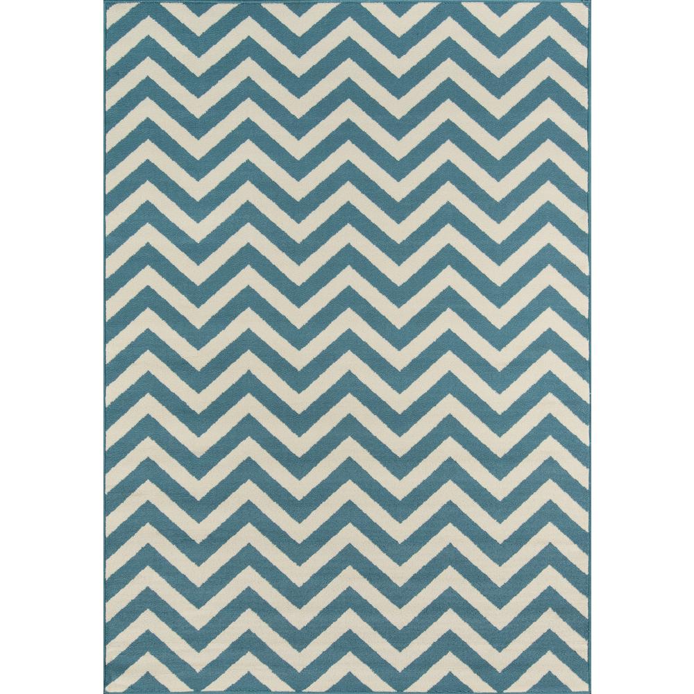 Contemporary Rectangle Area Rug, Blue, 5'3" X 7'6"