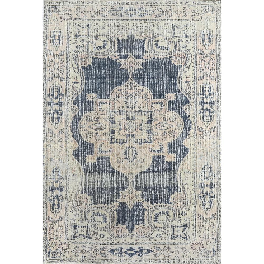 Traditional Rectangle Area Rug, Navy, 7'6" X 9'6"