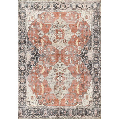 Traditional Rectangle Area Rug, Rust, 7'6" X 9'6"