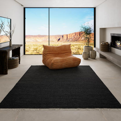 Contemporary Rectangle Area Rug, Charcoal, 5' X 8'