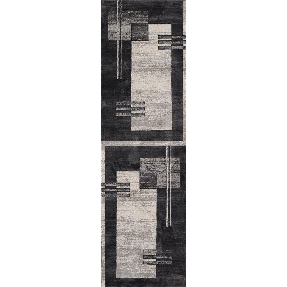 Contemporary Rectangle Area Rug, Charcoal, 7'9" X 9'10"