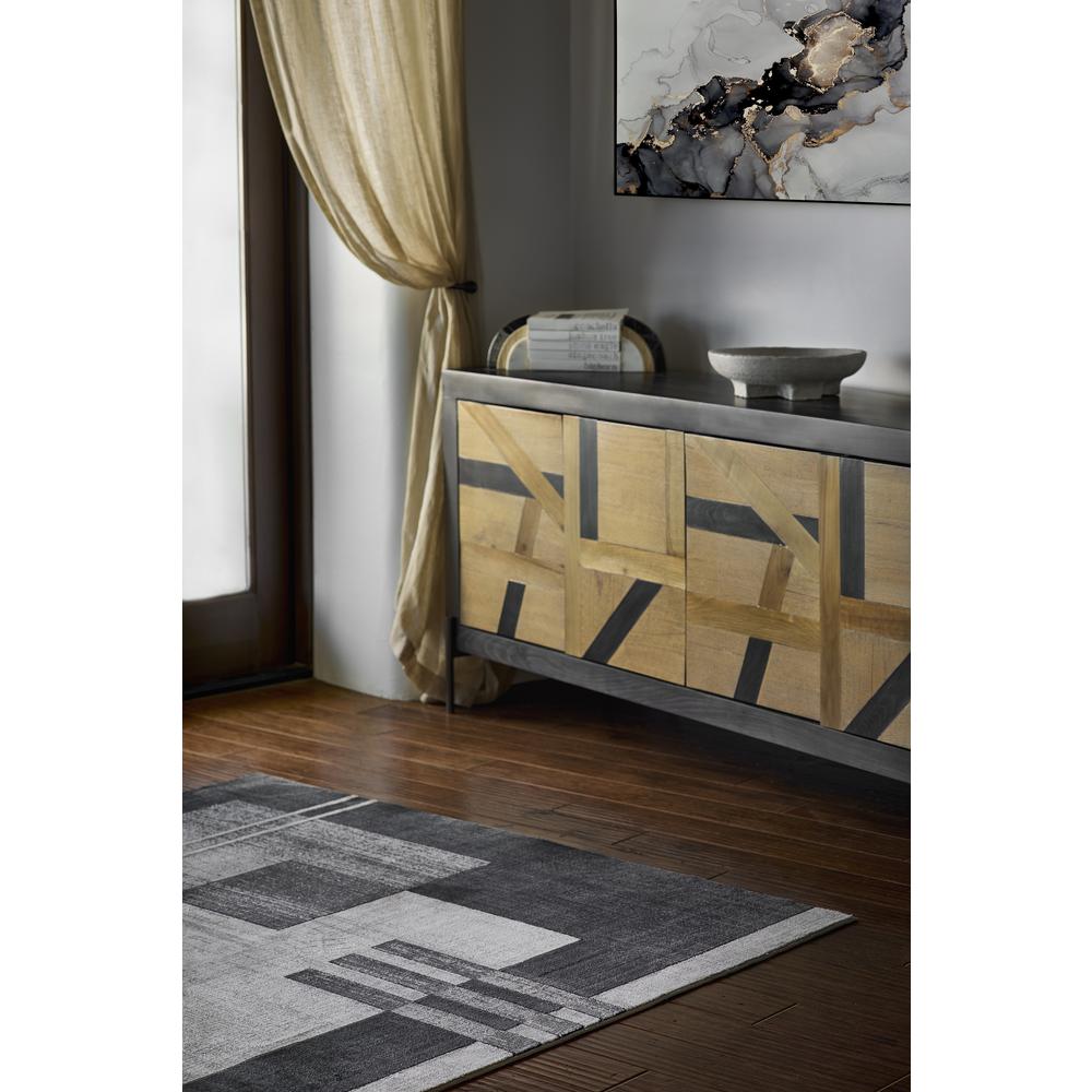 Contemporary Rectangle Area Rug, Charcoal, 7'9" X 9'10"