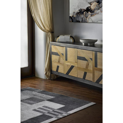 Contemporary Rectangle Area Rug, Charcoal, 7'9" X 9'10"