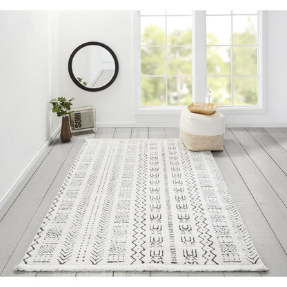 Modern Runner Area Rug, Ivory, 2'3" X 7'6" Runner