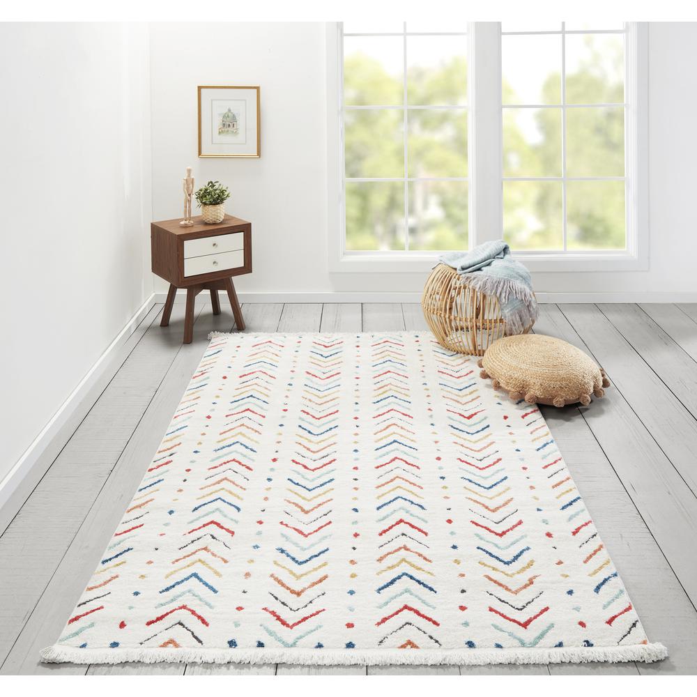 Modern Runner Area Rug, Multi, 2'3" X 7'6" Runner