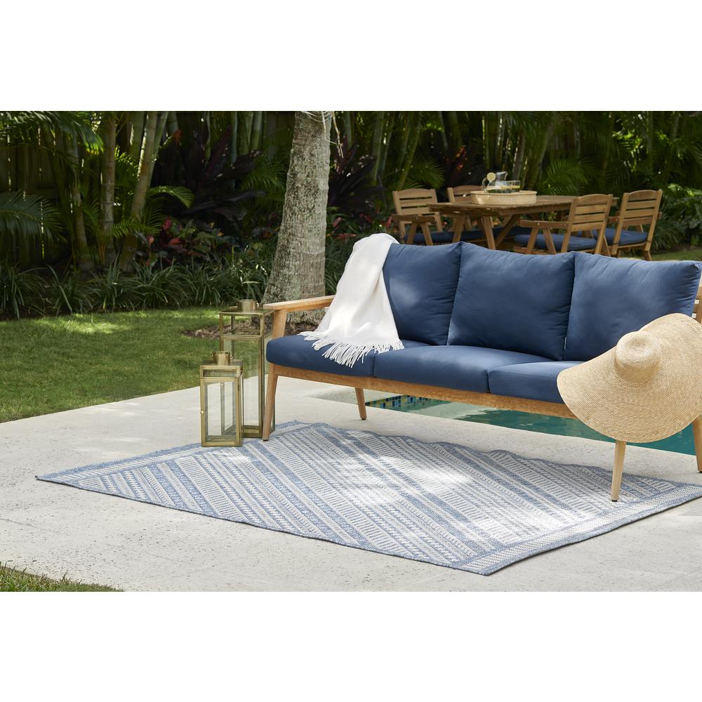 Transitional Rectangle Area Rug, Blue, 5'3" X 7'