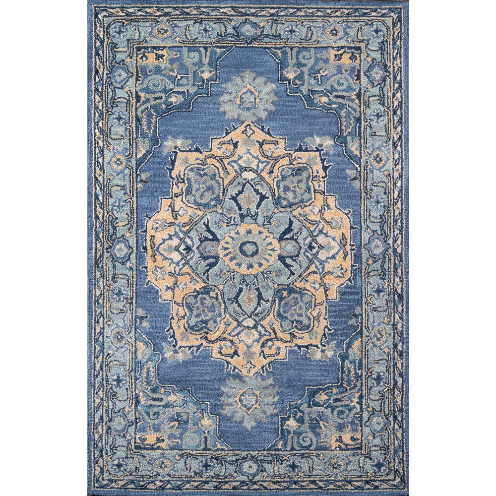Traditional Rectangle Area Rug, Denim, 6' X 9'