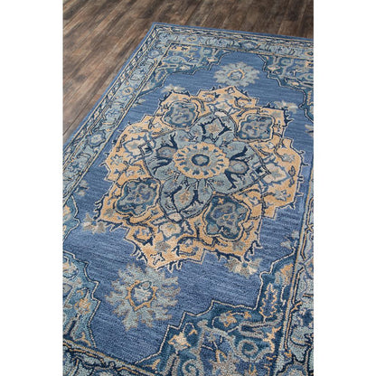 Traditional Rectangle Area Rug, Denim, 6' X 9'