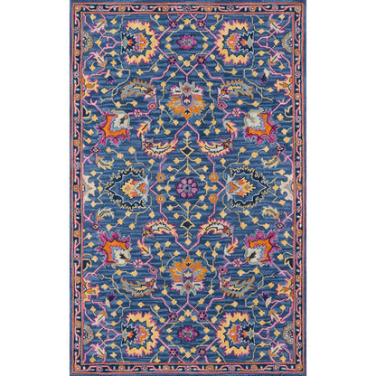 Traditional Rectangle Area Rug, Blue, 6' X 9'