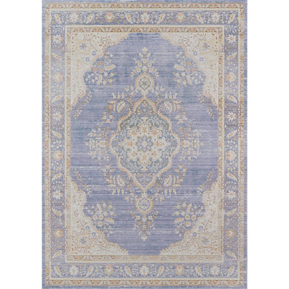 Traditional Rectangle Area Rug, Periwinkle, 7'10" X 10'6"