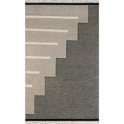 Contemporary Rectangle Area Rug, Black, 7'9" X 9'9"