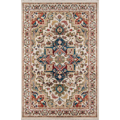 Traditional Rectangle Area Rug, Ivory, 5' X 7'5"