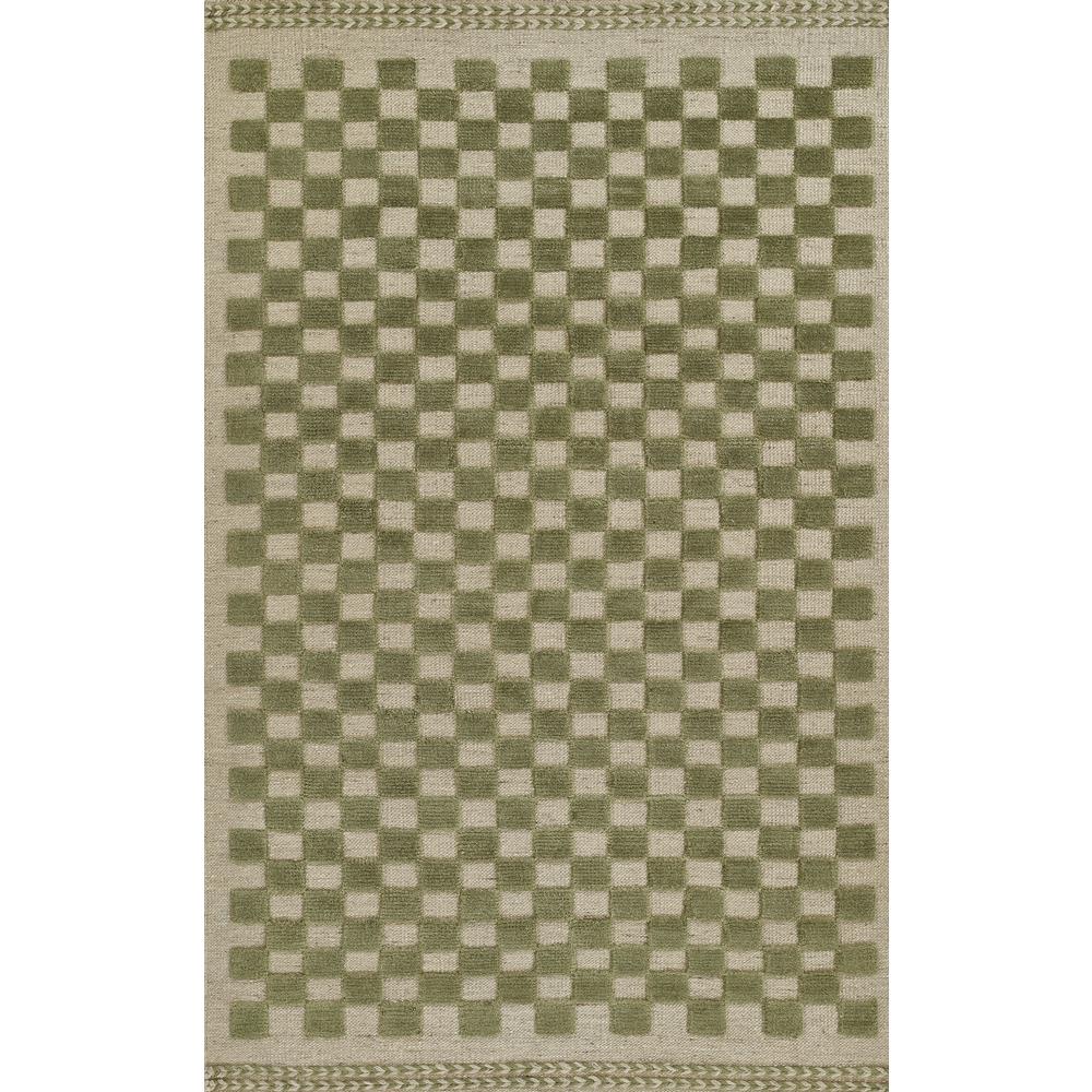 Contemporary Rectangle Area Rug, Green, 6'3" X 9'