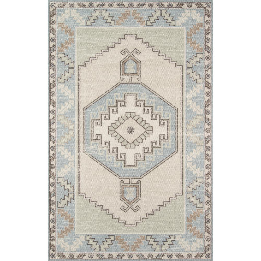 Traditional Rectangle Area Rug, Light Blue, 7'9" X 9'10"