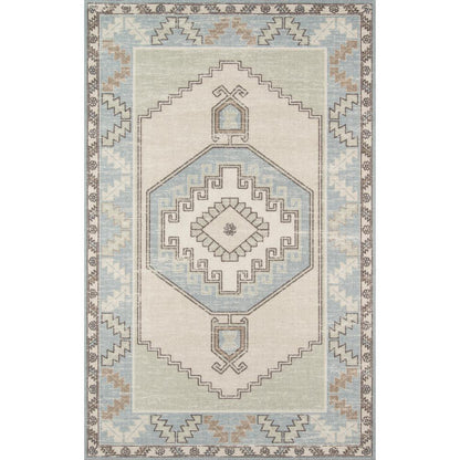 Traditional Rectangle Area Rug, Light Blue, 7'9" X 9'10"