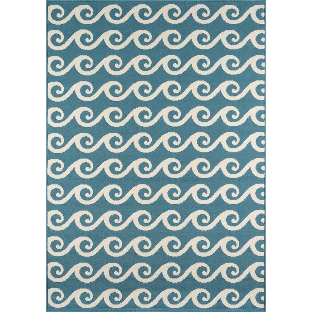 Contemporary Rectangle Area Rug, Blue, 6'7" X 9'6"
