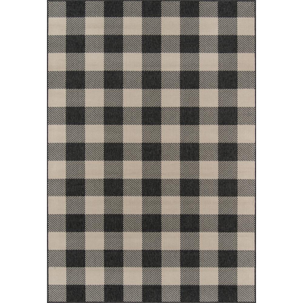 Modern Rectangle Area Rug, Charcoal, 6'7" X 9'6"