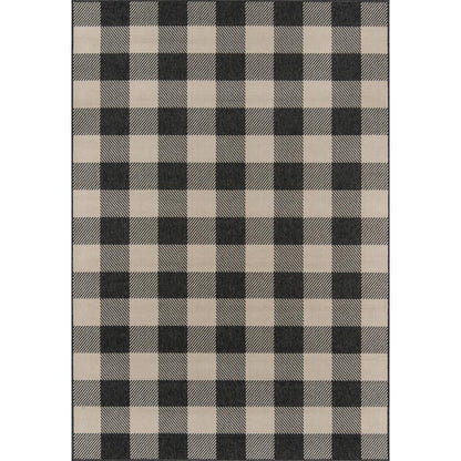 Modern Rectangle Area Rug, Charcoal, 6'7" X 9'6"