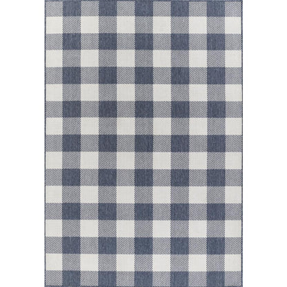 Modern Rectangle Area Rug, Denim, 6'7" X 9'6"