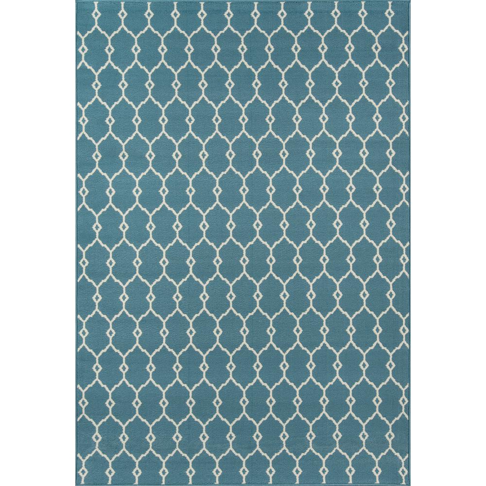 Contemporary Rectangle Area Rug, Blue, 6'7" X 9'6"