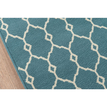 Contemporary Rectangle Area Rug, Blue, 6'7" X 9'6"
