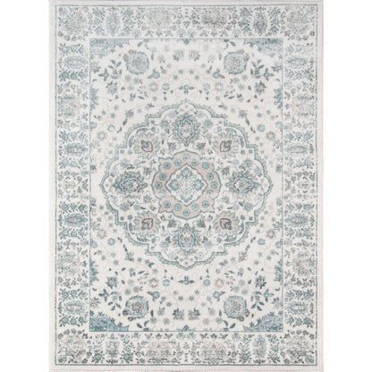 Traditional Rectangle Area Rug, Ivory, 9'3" X 12'6"
