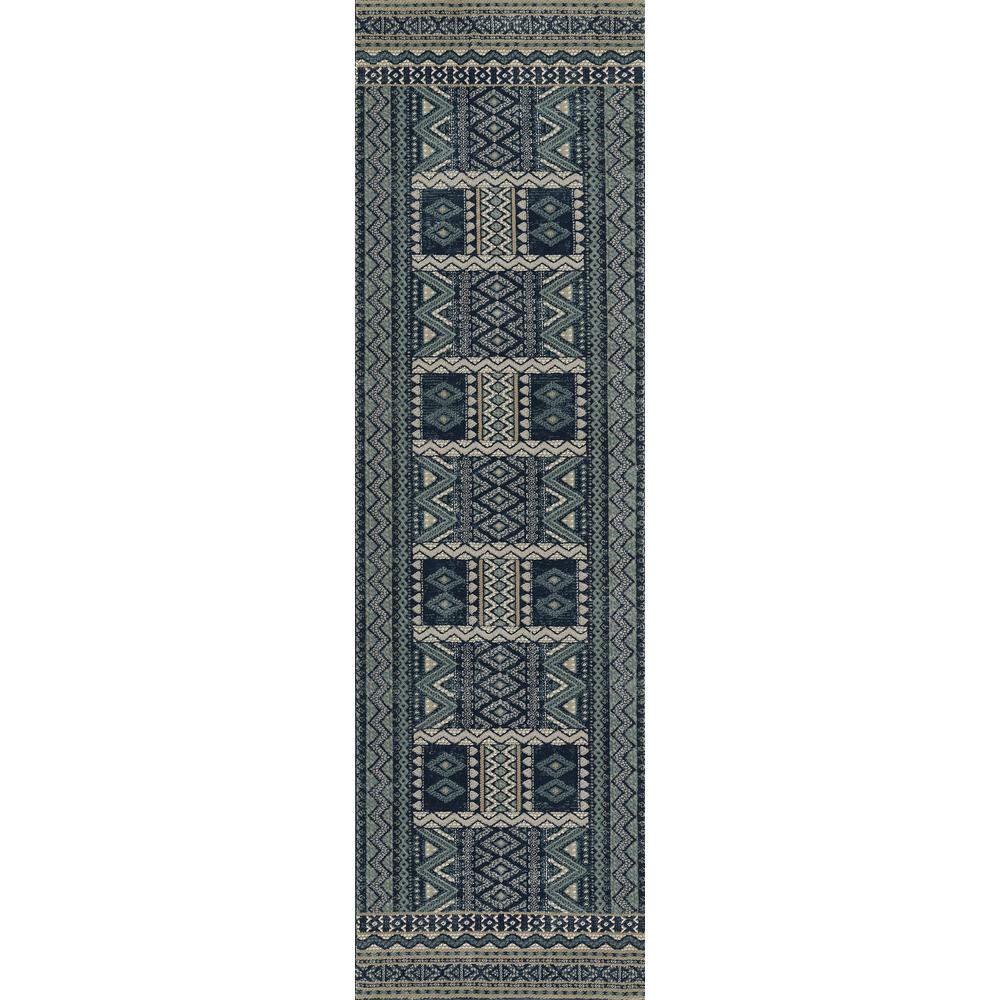 Contemporary Rectangle Area Rug, Blue, 8'11" X 12'6"