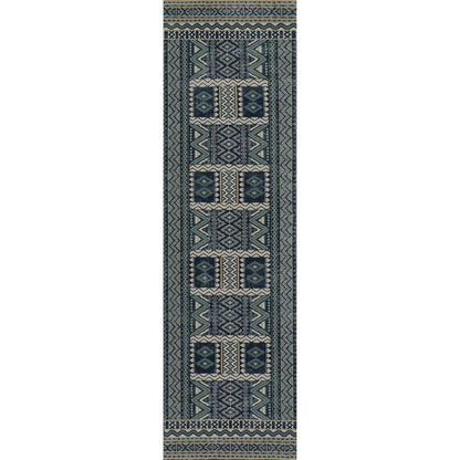 Contemporary Rectangle Area Rug, Blue, 8'11" X 12'6"