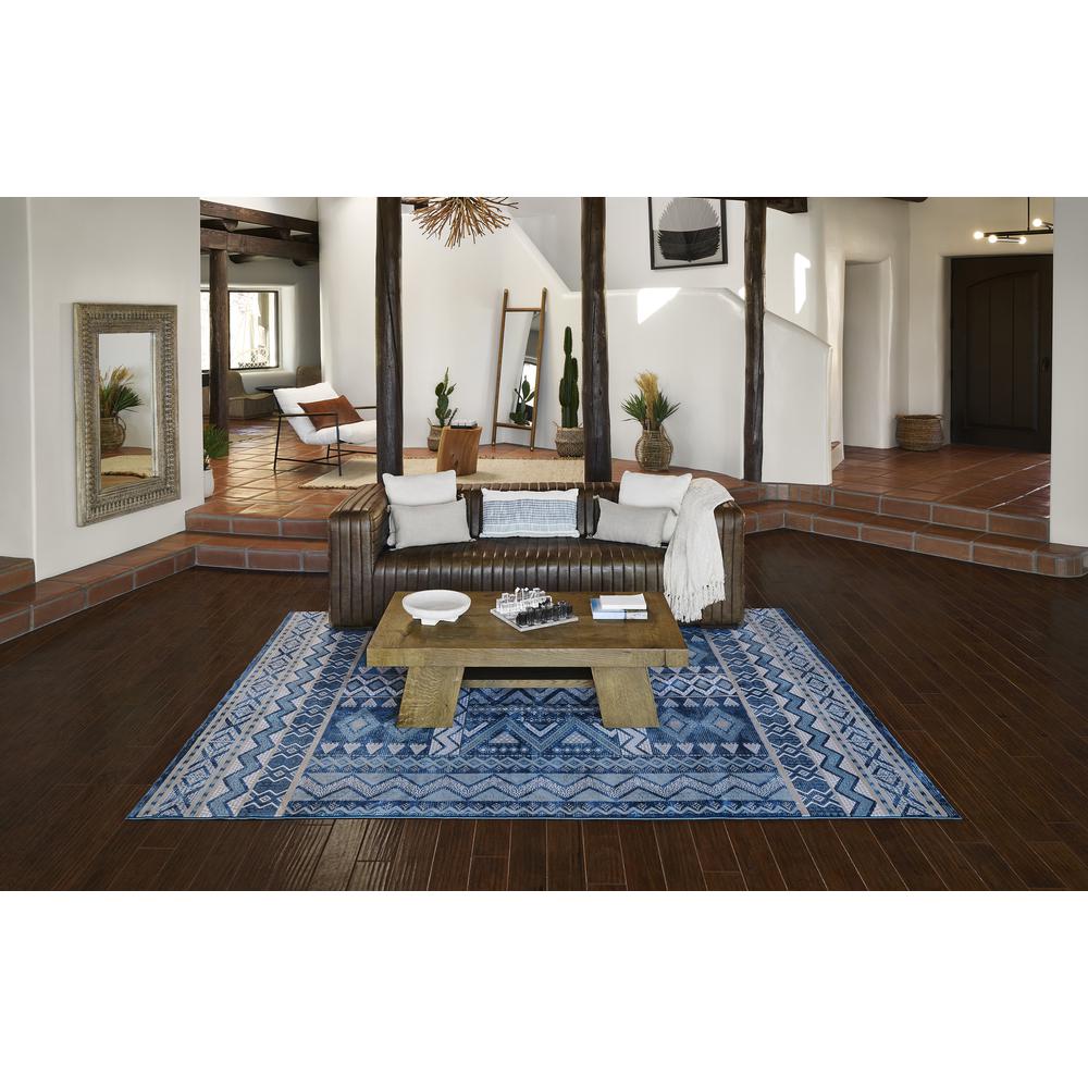 Contemporary Rectangle Area Rug, Blue, 8'11" X 12'6"