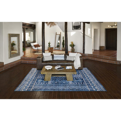 Contemporary Rectangle Area Rug, Blue, 8'11" X 12'6"