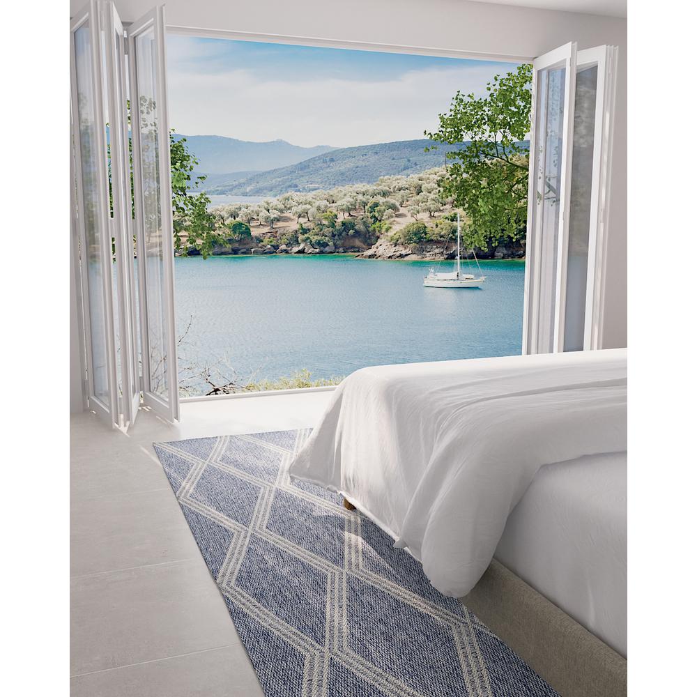 Transitional Rectangle Area Rug, Blue, 6'6" X 9'