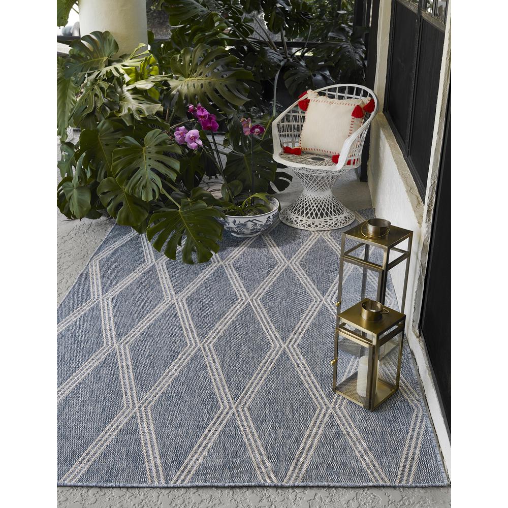 Transitional Rectangle Area Rug, Blue, 6'6" X 9'