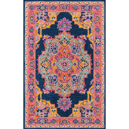 Traditional Rectangle Area Rug, Navy, 8' X 10'