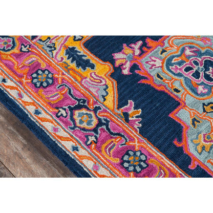 Traditional Rectangle Area Rug, Navy, 8' X 10'