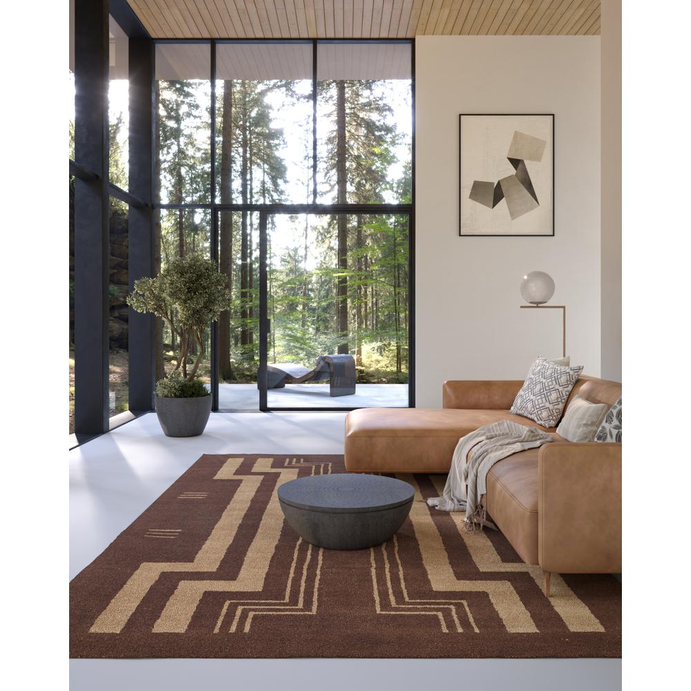 Contemporary Rectangle Area Rug, Brown, 9' X 12'