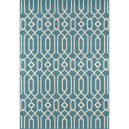 Contemporary Rectangle Area Rug, Blue, 7'10" X 10'10"