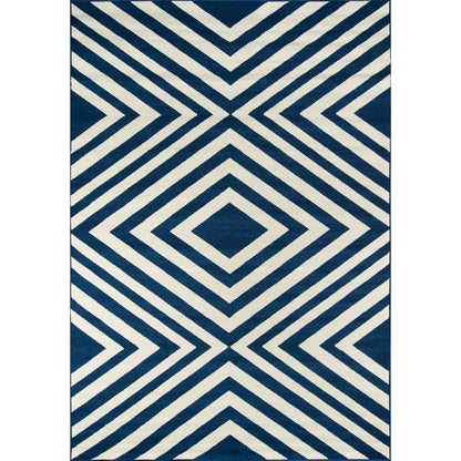 Contemporary Rectangle Area Rug, Navy, 7'10" X 10'10"