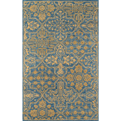 Traditional Rectangle Area Rug, Blue, 9'6" X 13'6"