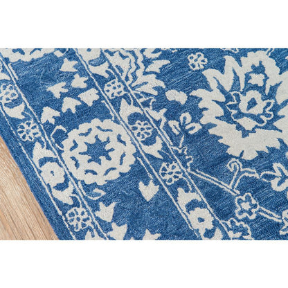 Traditional Rectangle Area Rug, Blue, 9'6" X 13'6"