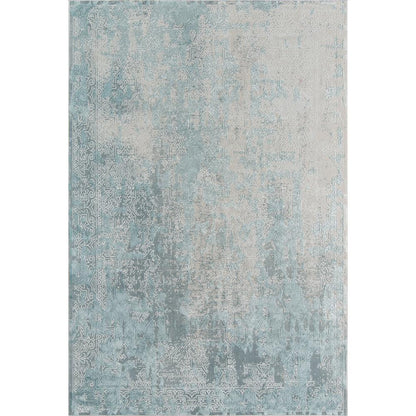 Traditional Rectangle Area Rug, Light Blue, 3'10" X 5'7"