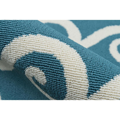 Contemporary Rectangle Area Rug, Blue, 8'6" X 13'