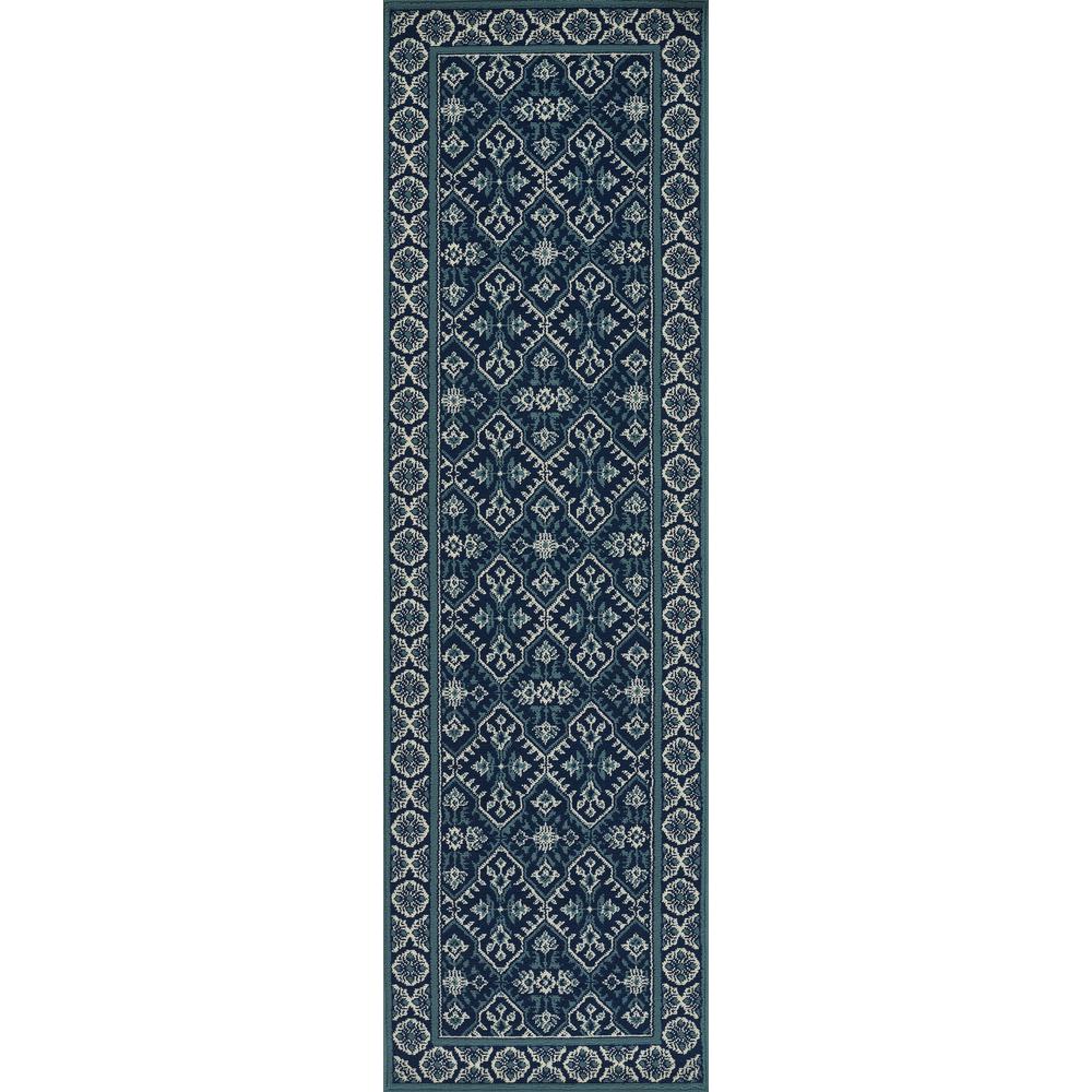 Transitional Rectangle Area Rug, Navy, 8'6" X 13'