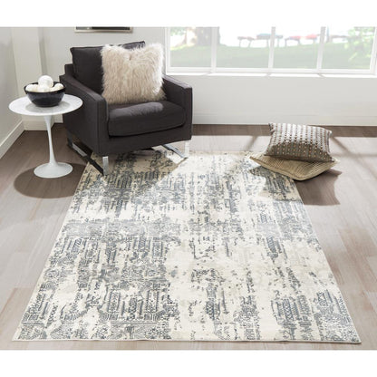 Traditional Rectangle Area Rug, Grey, 3'10" X 5'7"