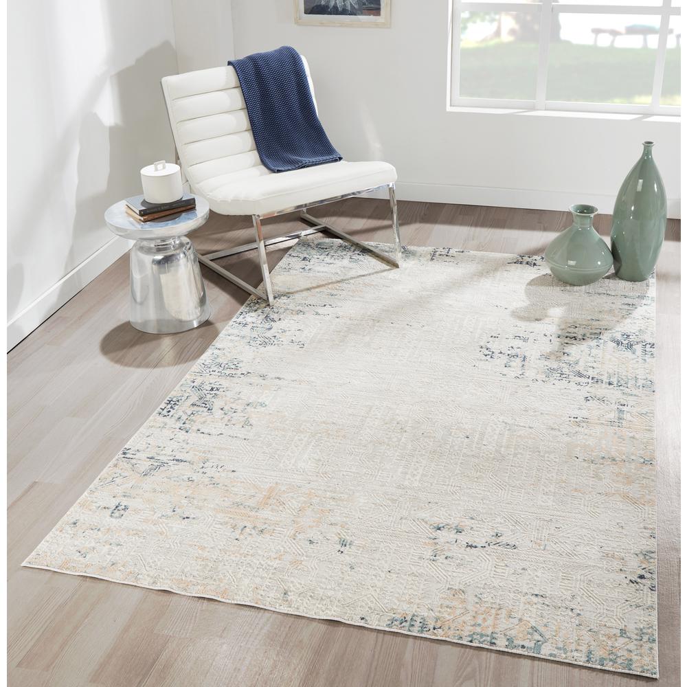 Traditional Rectangle Area Rug, Silver, 3'10" X 5'7"