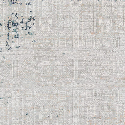 Traditional Rectangle Area Rug, Silver, 3'10" X 5'7"