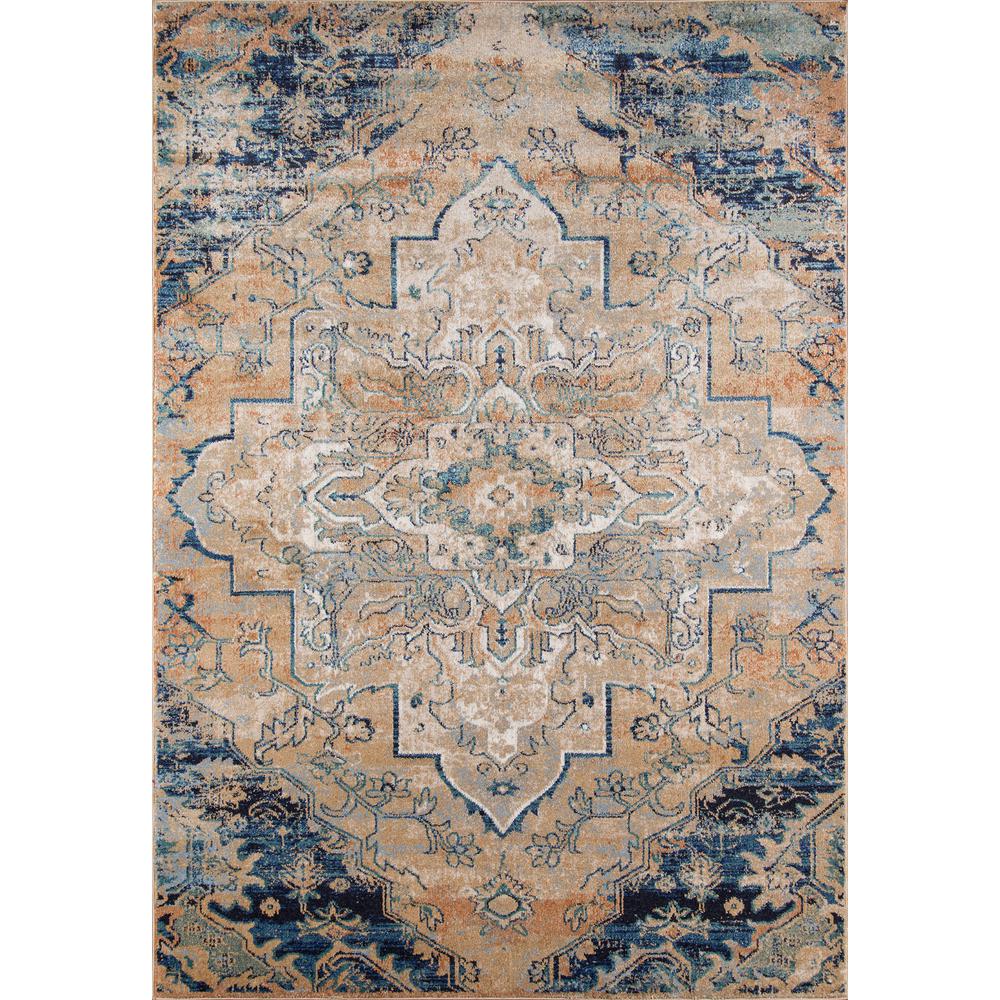 Traditional Rectangle Area Rug, Navy, 2' X 3'