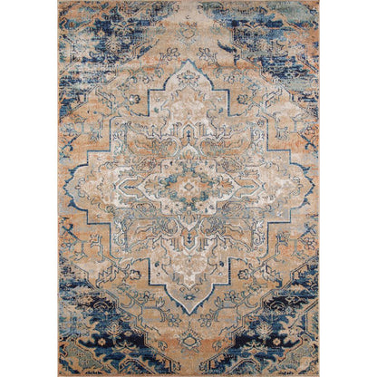 Traditional Rectangle Area Rug, Navy, 2' X 3'